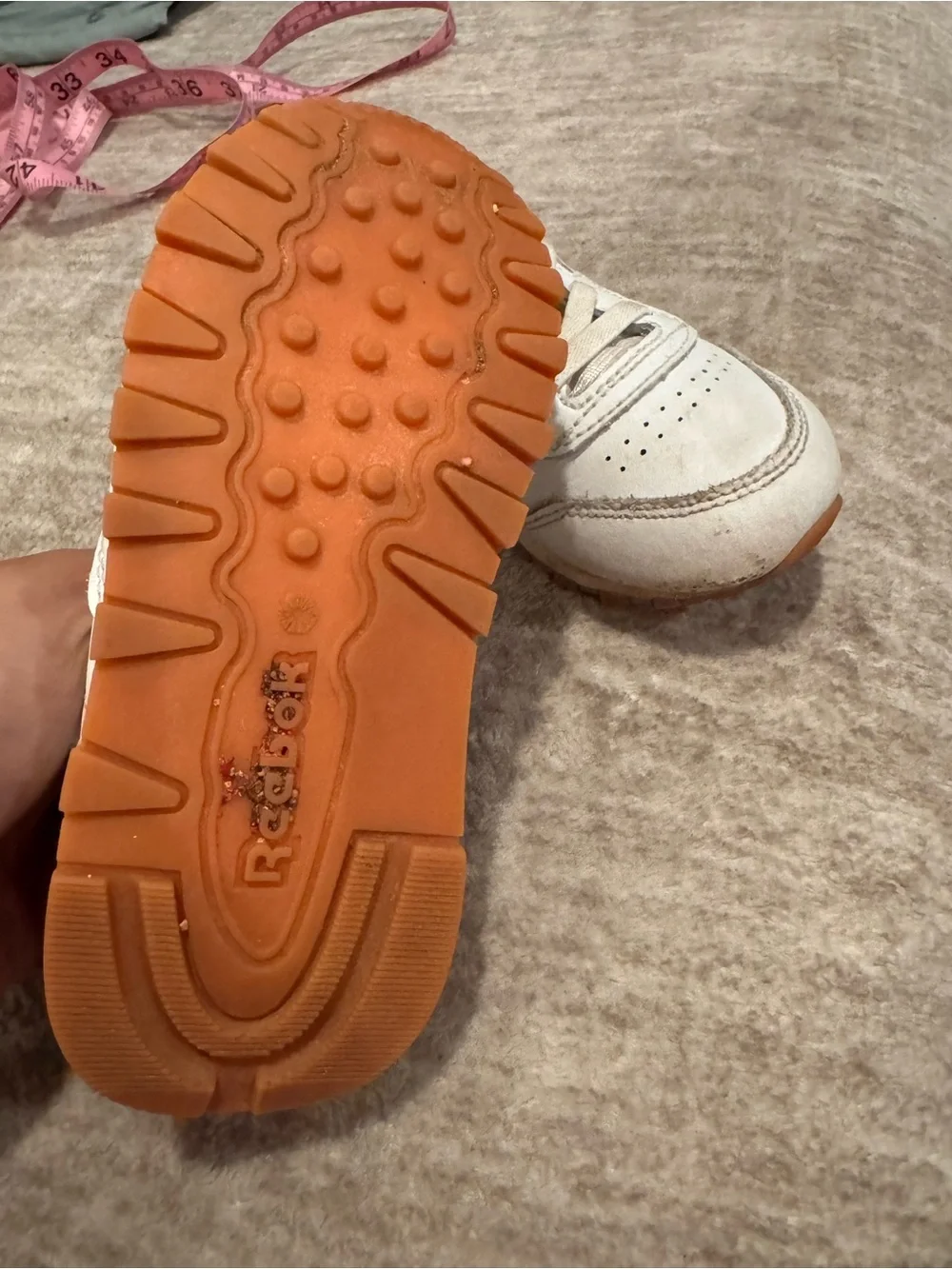Reebok Kids White Leather Sneakers with Red Logo Accent